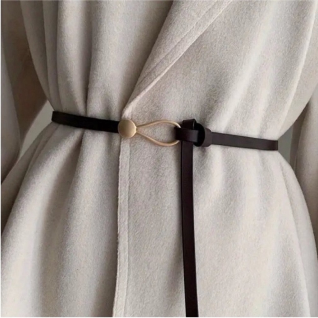 New Black Leather Wrap Belt